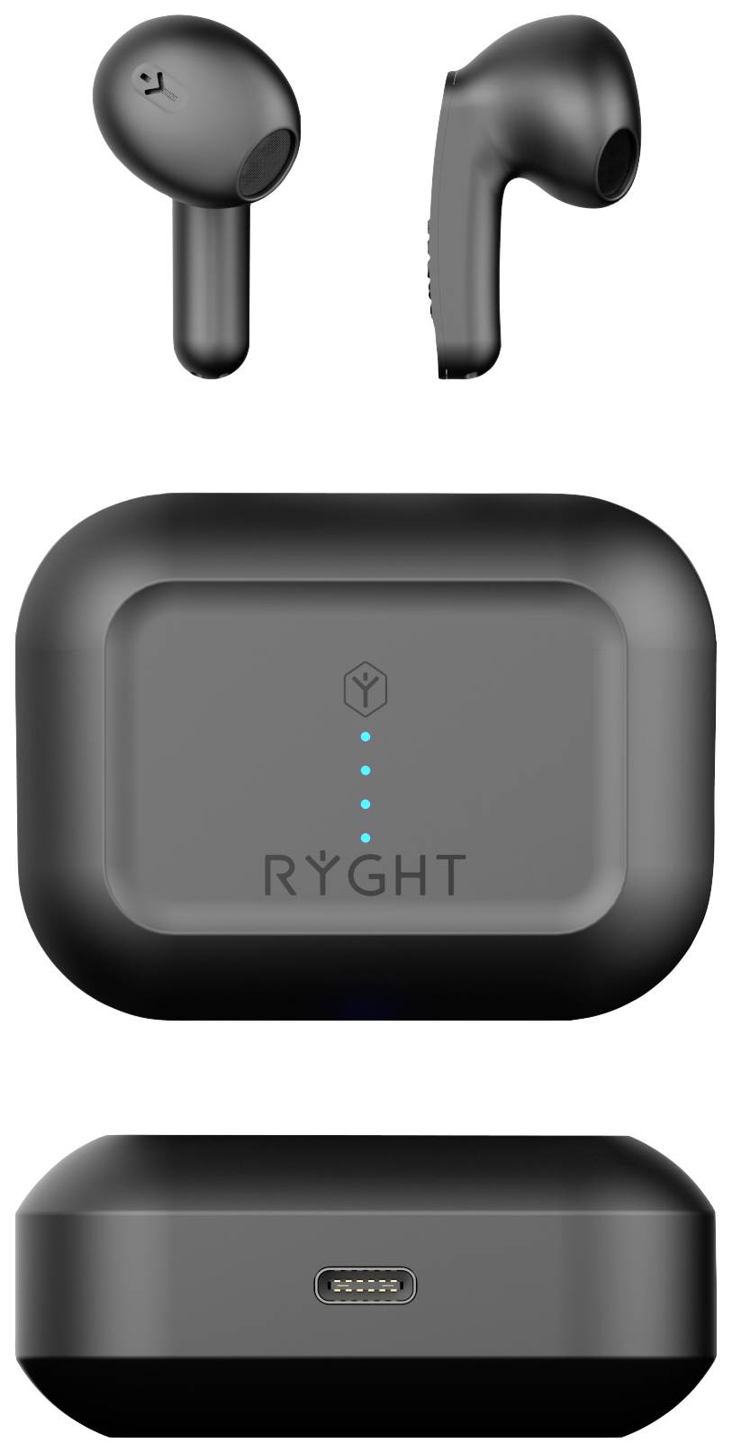 RYGHT MINO In Ear Headset Bluetooth® Stereo Schwarz Mikrofon-Rauschunterdrückung Batterieladeanzeig