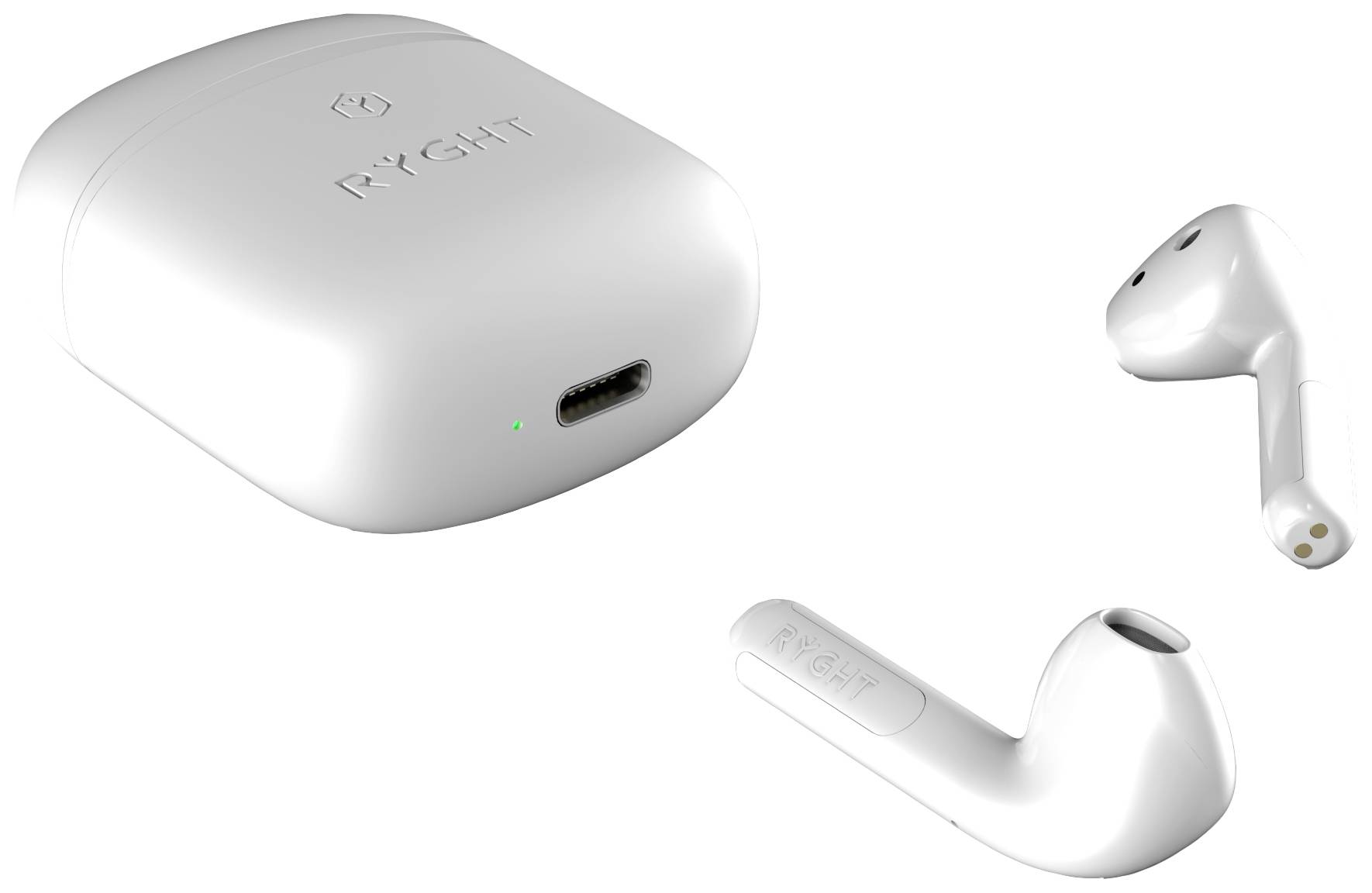 RYGHT WAYS2 In Ear Headset Bluetooth® Stereo Weiß Batterieladeanzeige, Headset, Ladecase, Touch-Ste