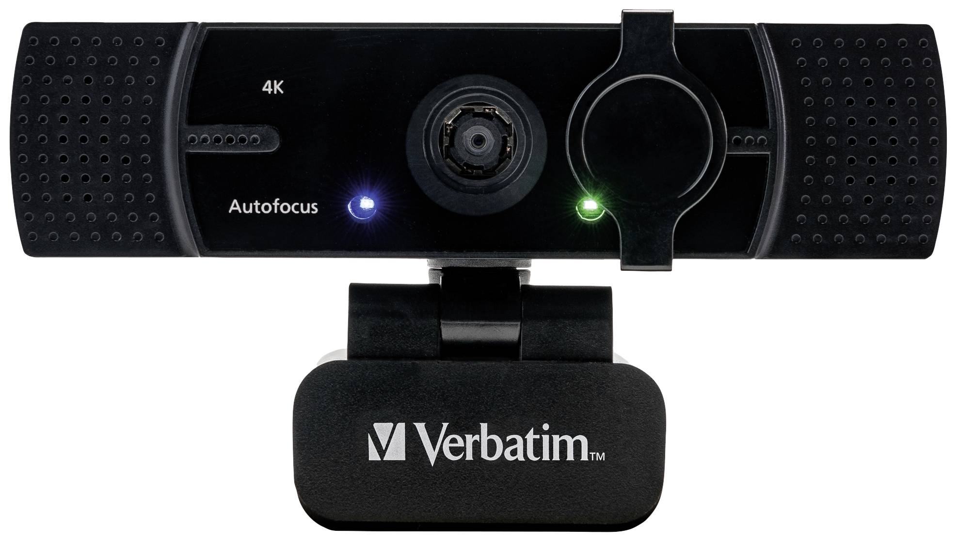 Verbatim AWC-03 4K-Webcam 3840 x 2160 Pixel, 1920 x 1080 Pixel Klemm-Halterung, Standfuß
