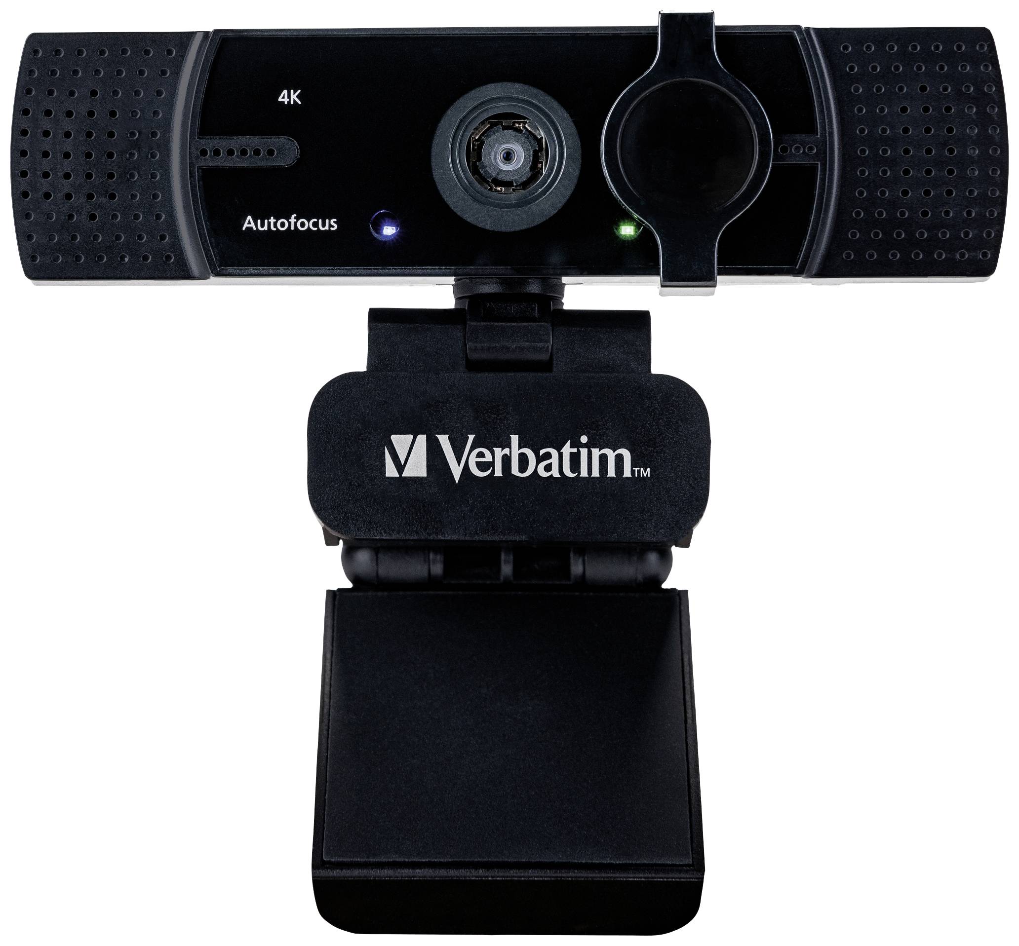 Verbatim AWC-03 4K-Webcam 3840 x 2160 Pixel, 1920 x 1080 Pixel Klemm-Halterung, Standfuß