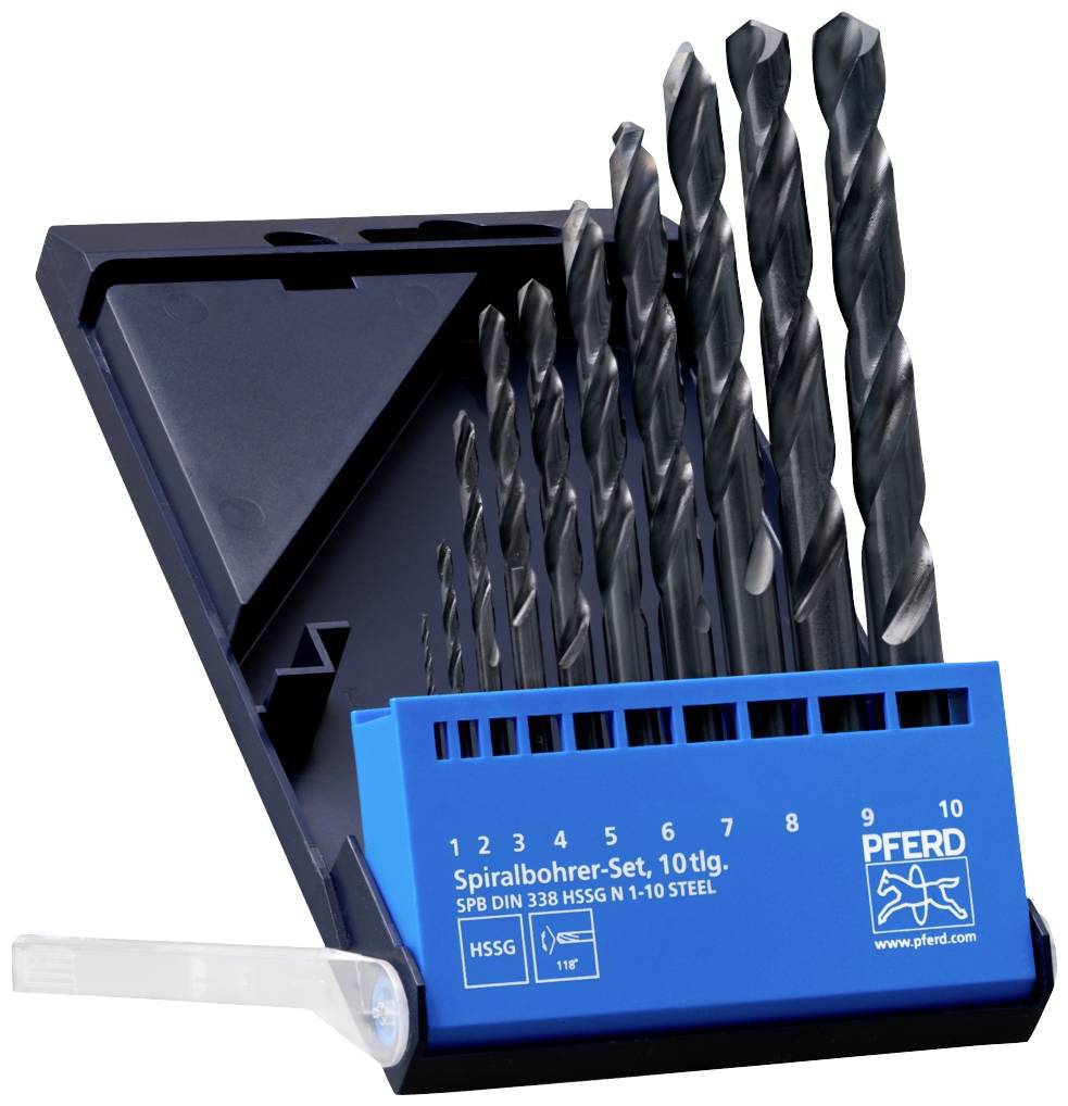 PFERD TOOLS 25298001 Metall-Spiralbohrer-Set 10teilig 1 mm, 2 mm, 3 mm, 4 mm, 5 mm, 6 mm, 7 mm, 8 m