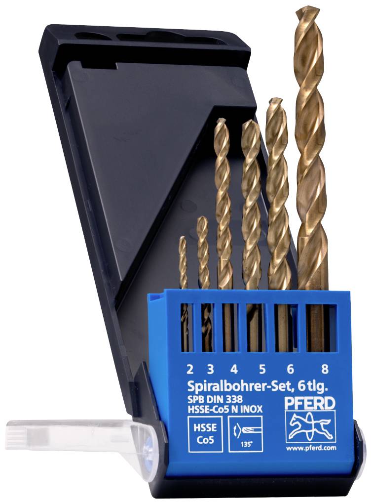 PFERD TOOLS 25298004 Metall-Spiralbohrer-Set 6teilig 2 mm, 3 mm, 4 mm, 5 mm, 6 mm, 7 mm, 8 mm 1 Set