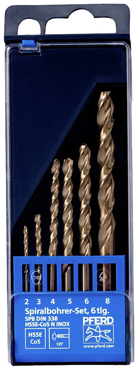 PFERD TOOLS 25298004 Metall-Spiralbohrer-Set 6teilig 2 mm, 3 mm, 4 mm, 5 mm, 6 mm, 7 mm, 8mm 1 Set