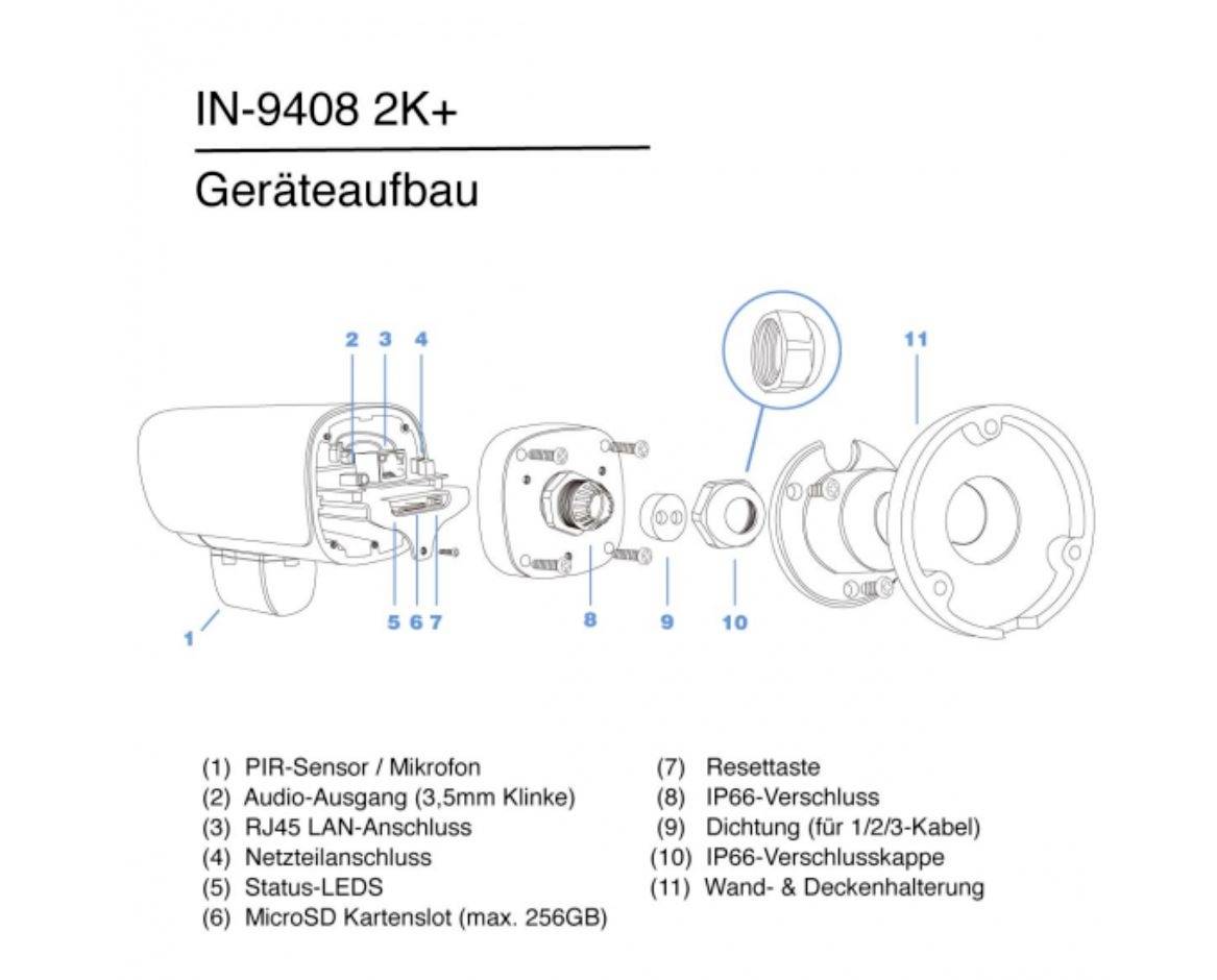 INSTAR IN-9408 2K+ LAN/POE ws 101667 LAN IP Überwachungskamera 2560 x 1440 Pixel