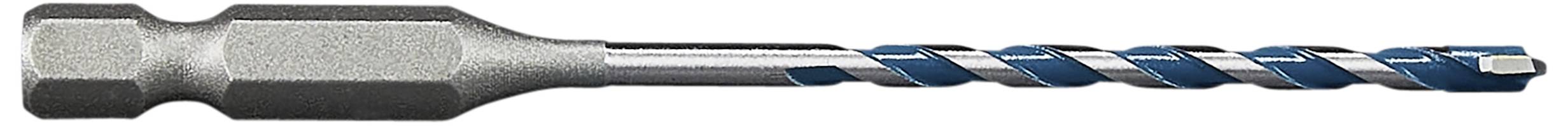 Bohraufsatz mit blau-silberner Spirale, geeignet für Betonarbeiten.