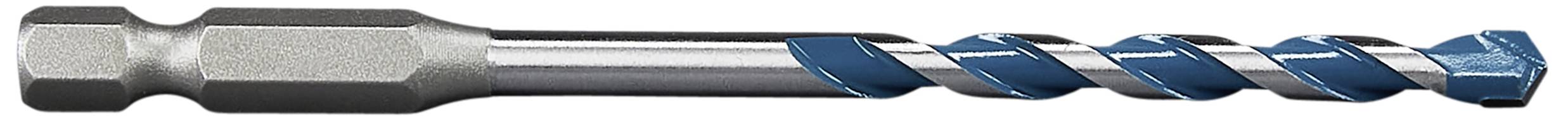 Ein hellgrauer Bohrer mit blauem Spiralbohrer, geeignet für Metallarbeiten.