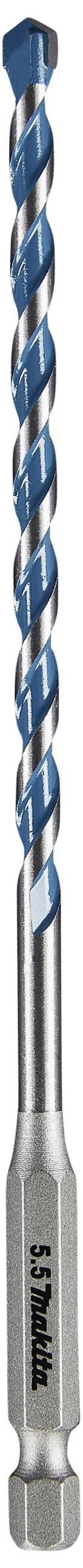 Ein Bohrer mit blau-silbernem spiralförmigem Design.