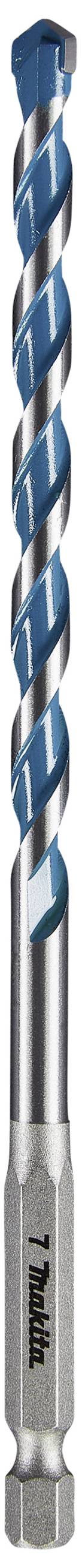 Nahaufnahme eines Metallbohrers mit blauer und silberner Oberfläche, geeignet für Betonbohrungen.