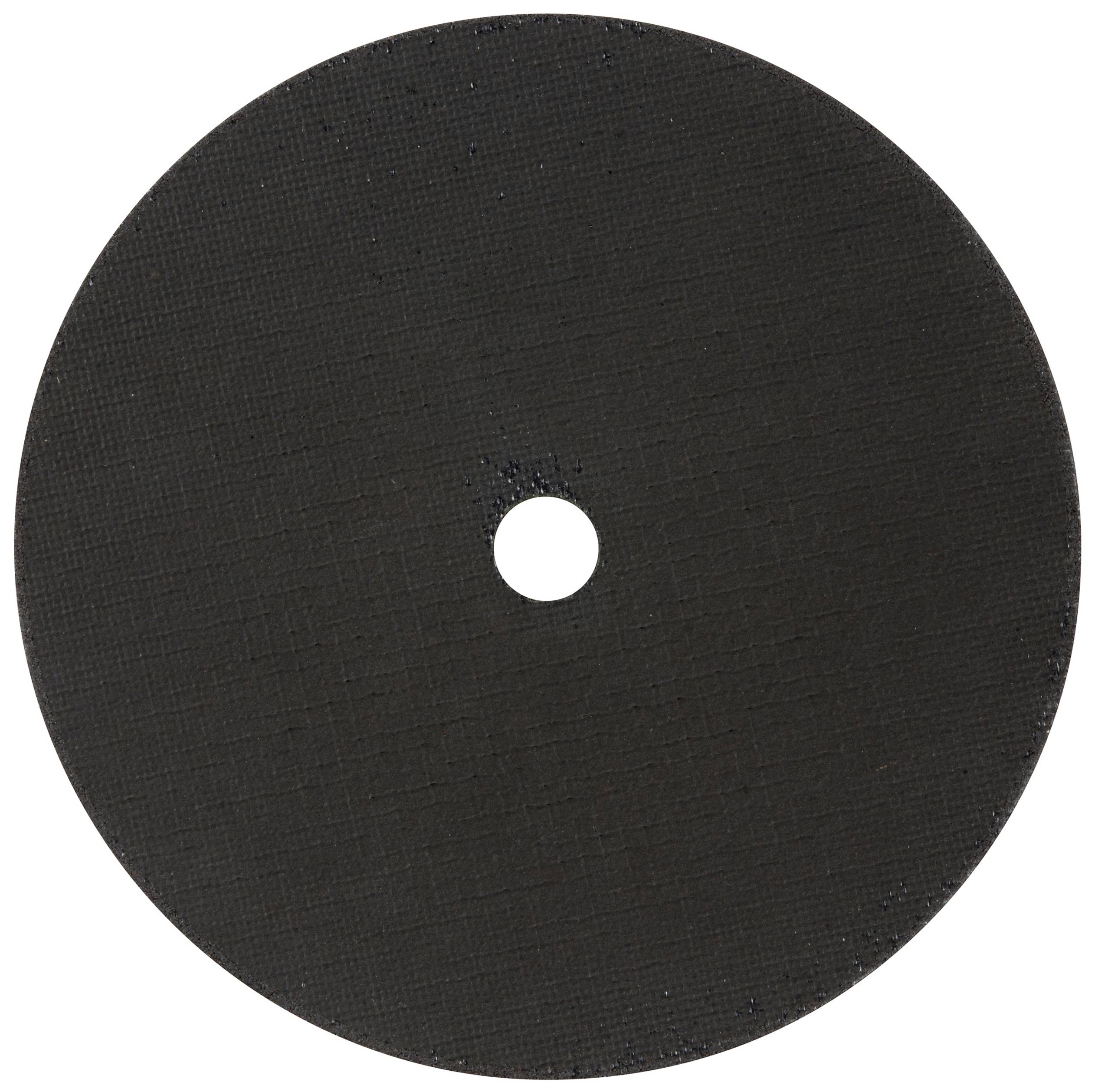 Ein schwarzes Schleifblatt mit einer mittigen Lochung. Geeignet zum Schleifen von Metallen oder anderen harten Oberflächen.