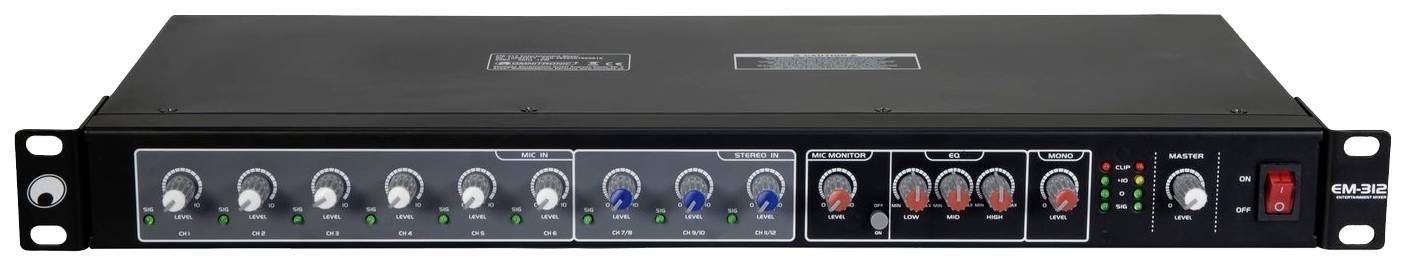 Omnitronic EM-312 12-Kanal DJ Mixer 19 Zoll Einbau