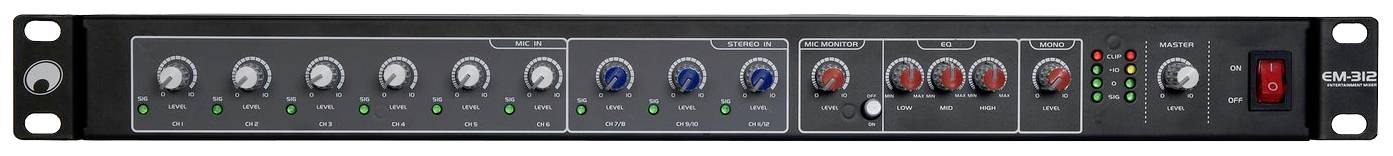 Omnitronic EM-312 12-Kanal DJ Mixer 19 Zoll Einbau