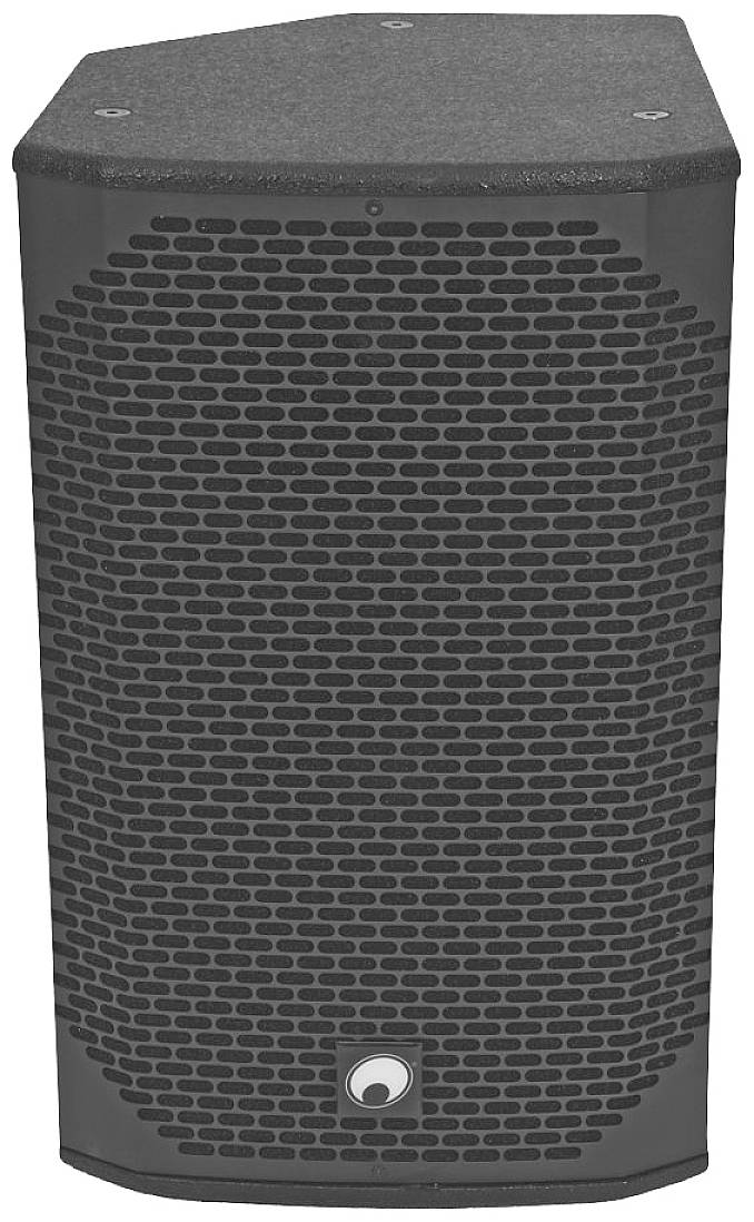 Lautsprecherbox mit schwarzem Gitter, geeignet für Audio-Ausgabe in Veranstaltungsräumen oder im Heimnutzung.