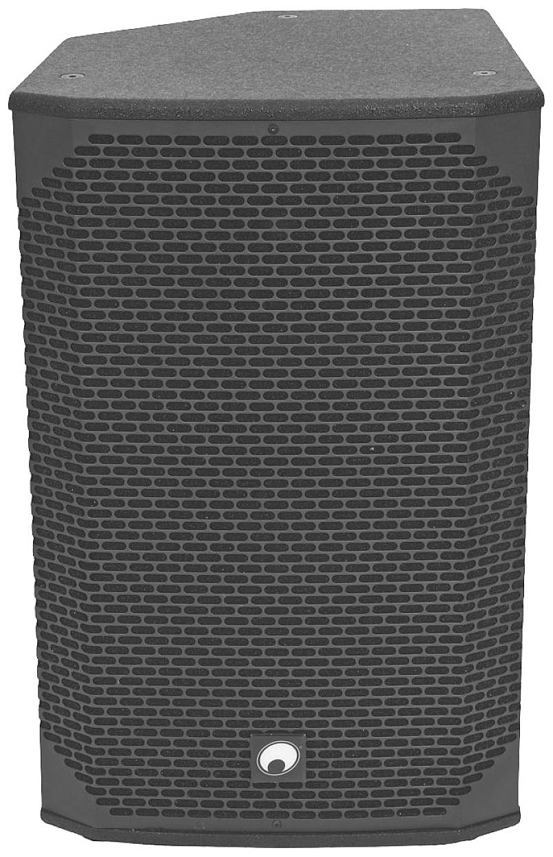 Lautsprecher mit schwarzem Gitter-Design, in rechteckiger Form, vorne abgebildet.