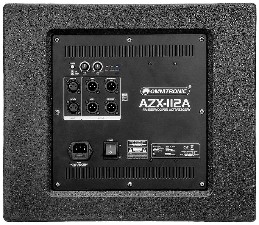 Omnitronic AZX-112A Aktiver PA Subwoofer 30 cm 12 Zoll 300 W 1 St.