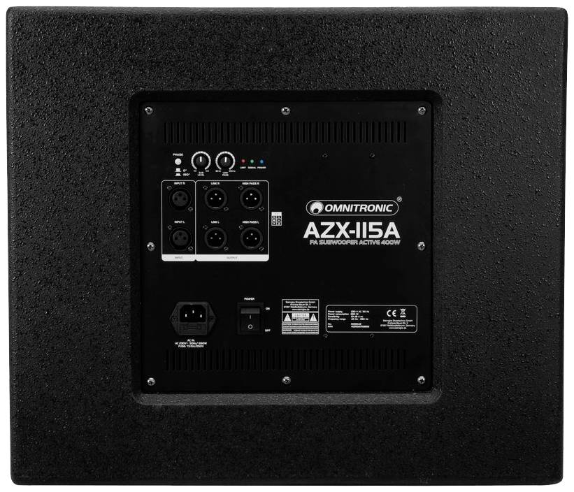 Omnitronic AZX-115A Aktiver PA Subwoofer 38cm 15 Zoll 400W 1St.