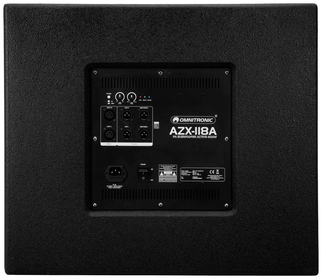 Omnitronic AZX-118A Aktiver PA Subwoofer 45 cm 18 Zoll 400 W 1 St.