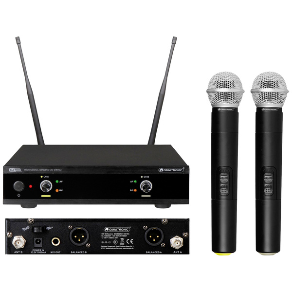 Omnitronic UHF-E2 Hand Funkmikrofon-Set Übertragungsart (Details):Funk