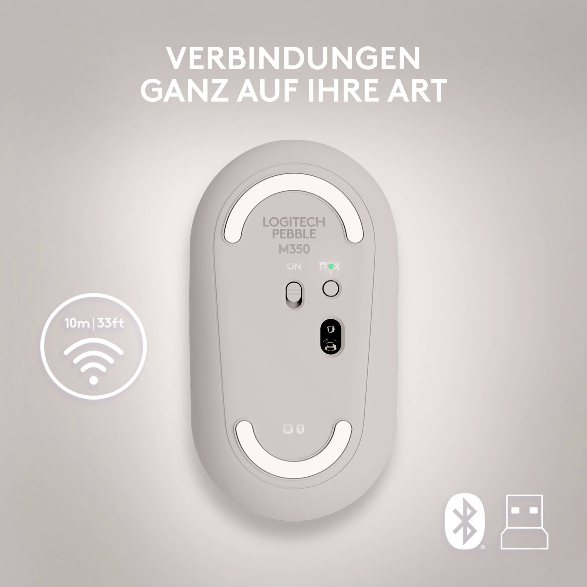 Logitech Pebble M350 Wireless Maus Kabellos Optisch Sand 3 Tasten 1000 dpi
