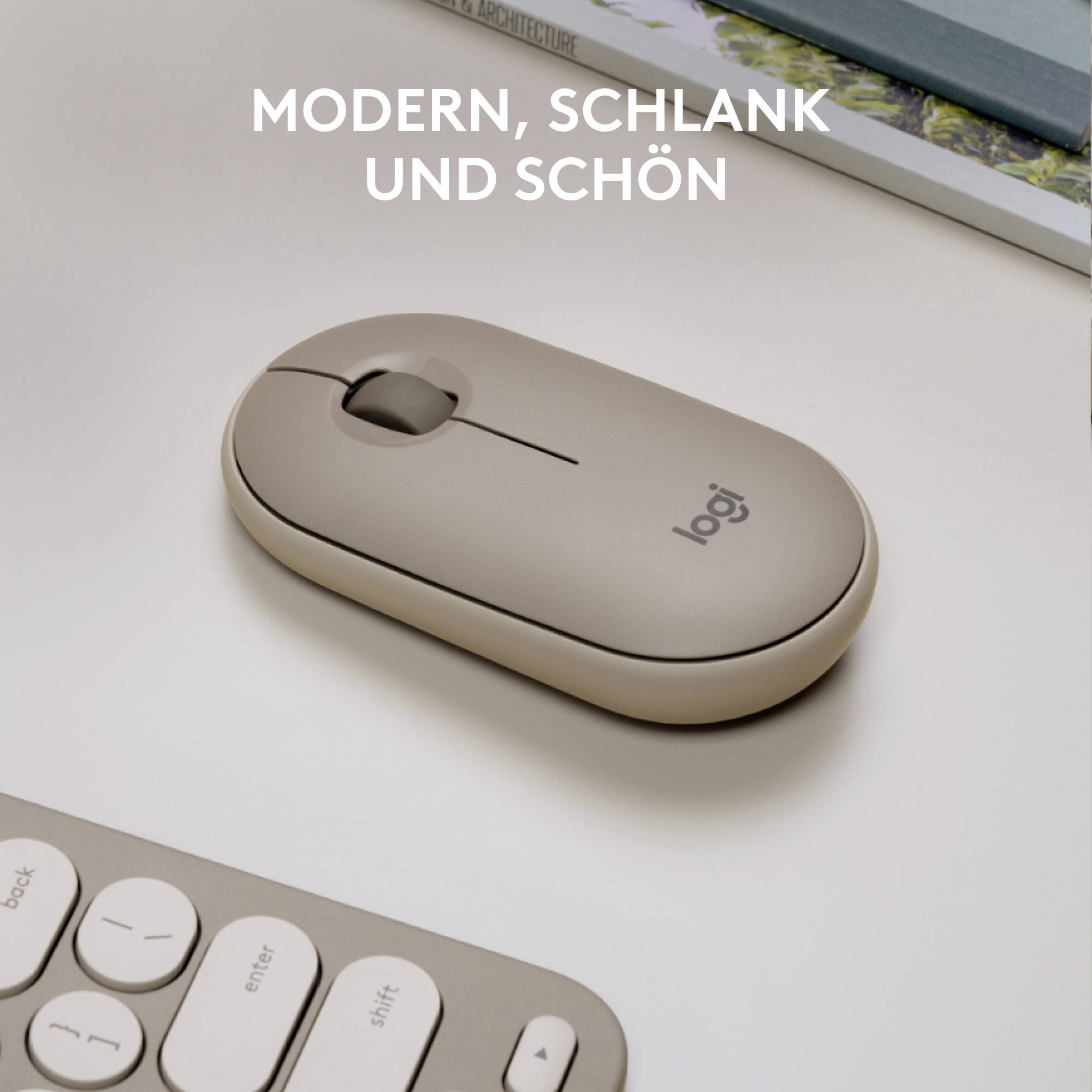 Logitech Pebble M350 Wireless Maus Kabellos Optisch Sand 3 Tasten 1000 dpi