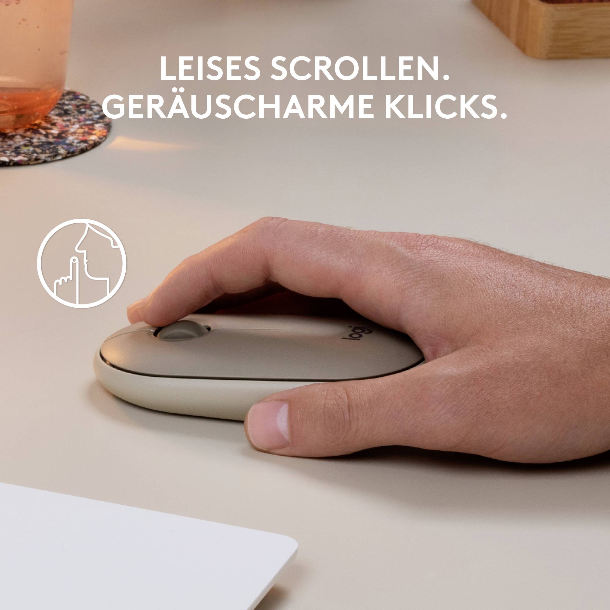 Logitech Pebble M350 Wireless Maus Kabellos Optisch Sand 3 Tasten 1000 dpi