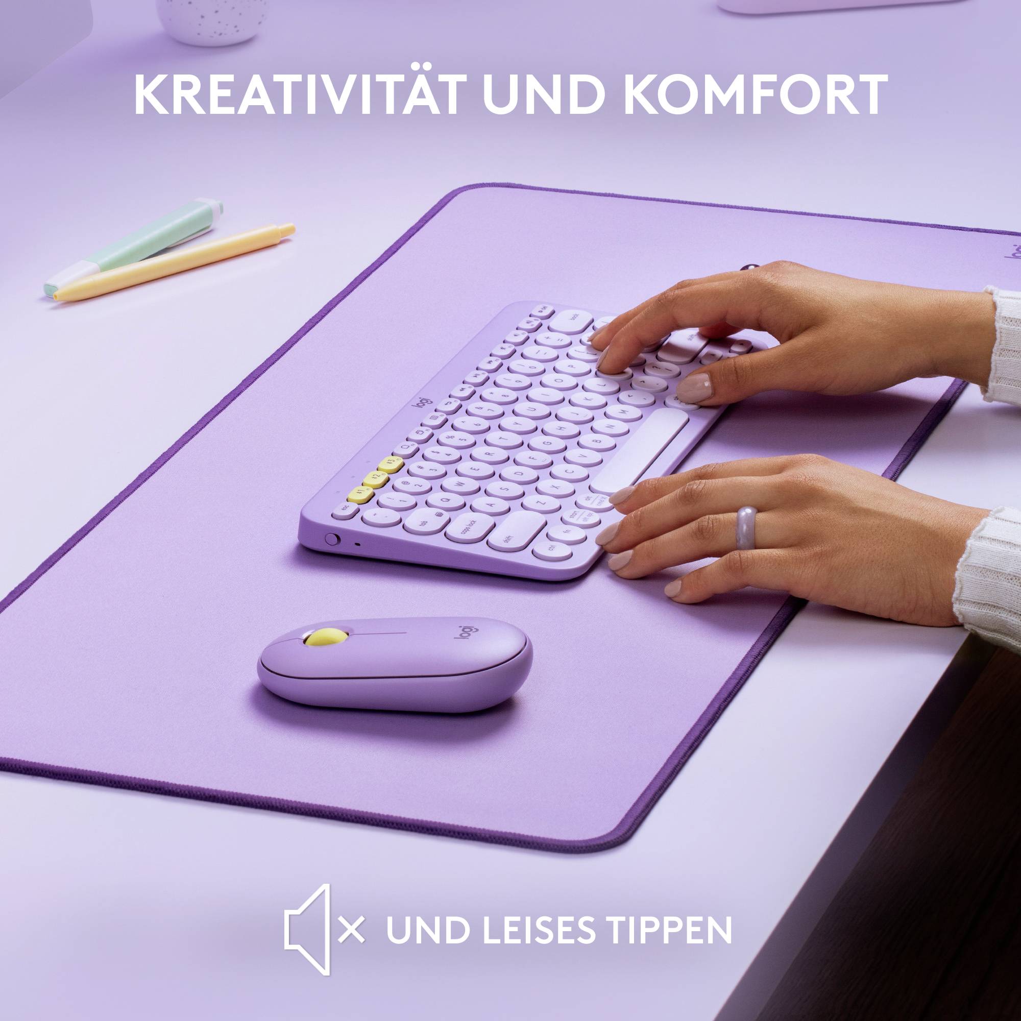 Logitech K380 Multi-Device Bluetooth® Tastatur Deutsch, QWERTZ Lavendel