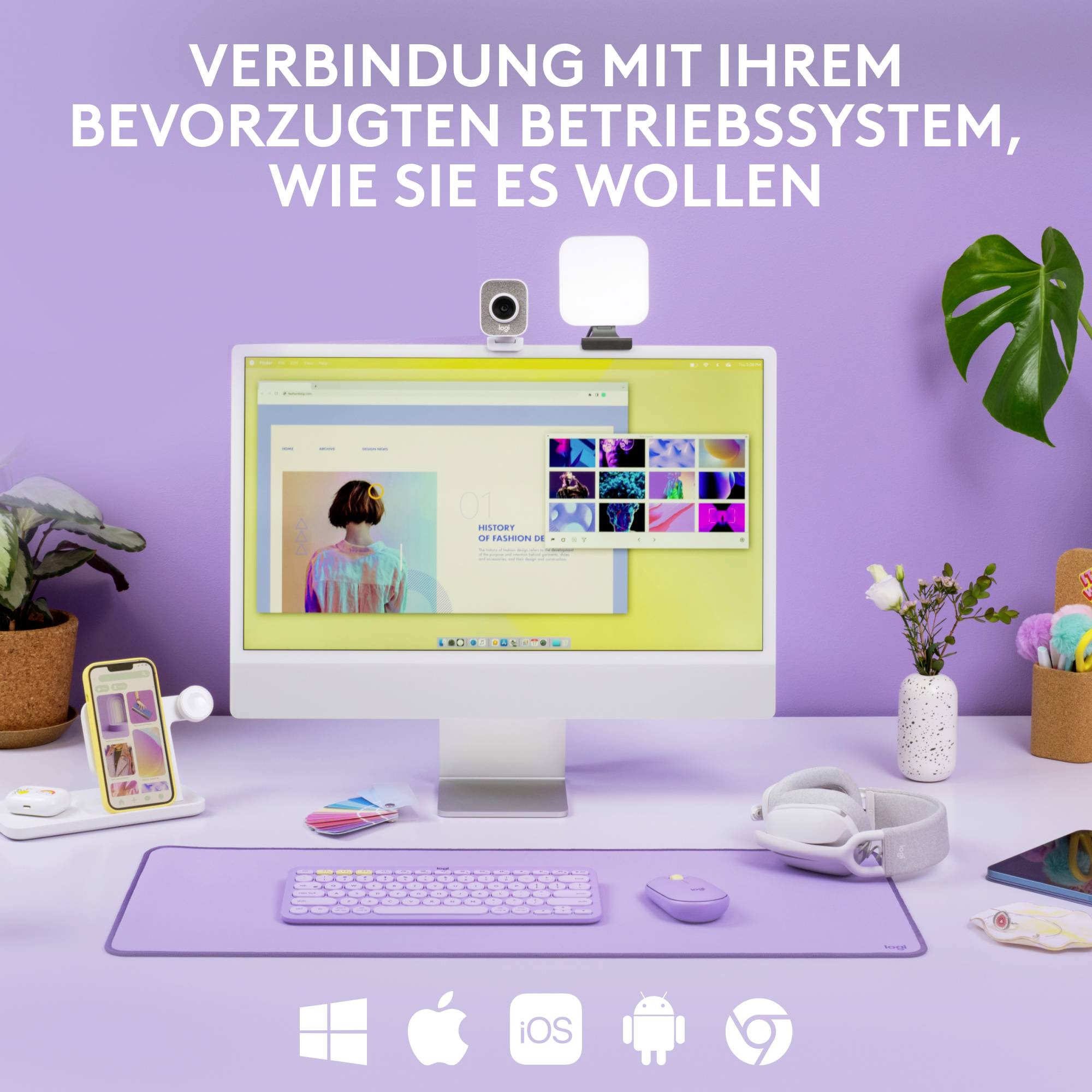 Logitech K380 Multi-Device Bluetooth® Tastatur Deutsch, QWERTZ Lavendel