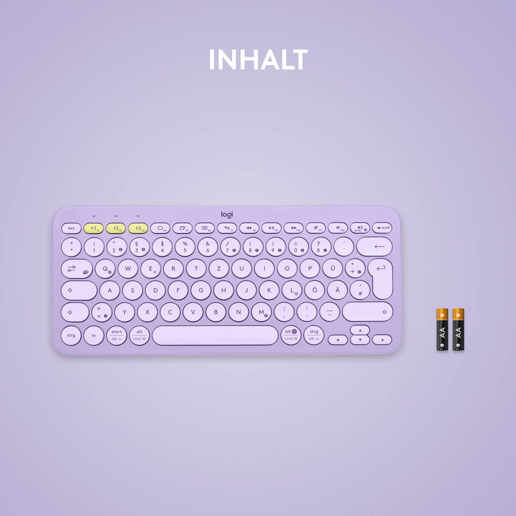 Logitech K380 Multi-Device Bluetooth® Tastatur Deutsch, QWERTZ Lavendel