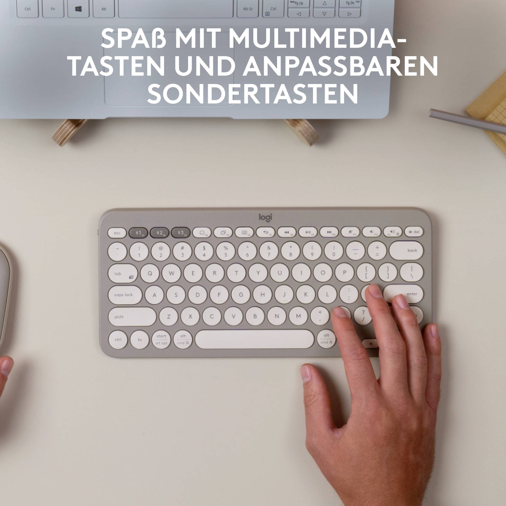 Logitech K380 Multi-Device Bluetooth® Tastatur Deutsch, QWERTZ Sand