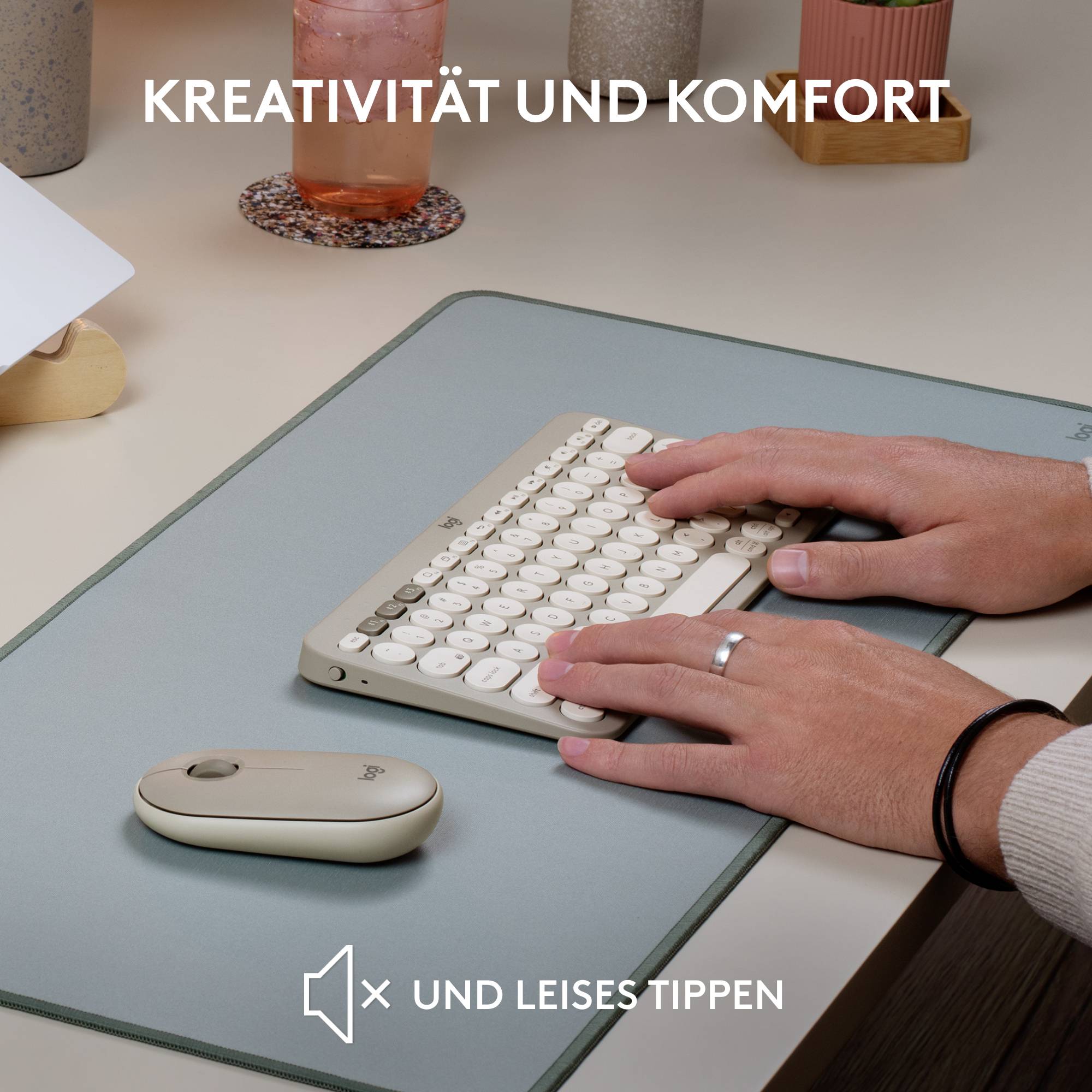 Logitech K380 Multi-Device Bluetooth® Tastatur Deutsch, QWERTZ Sand