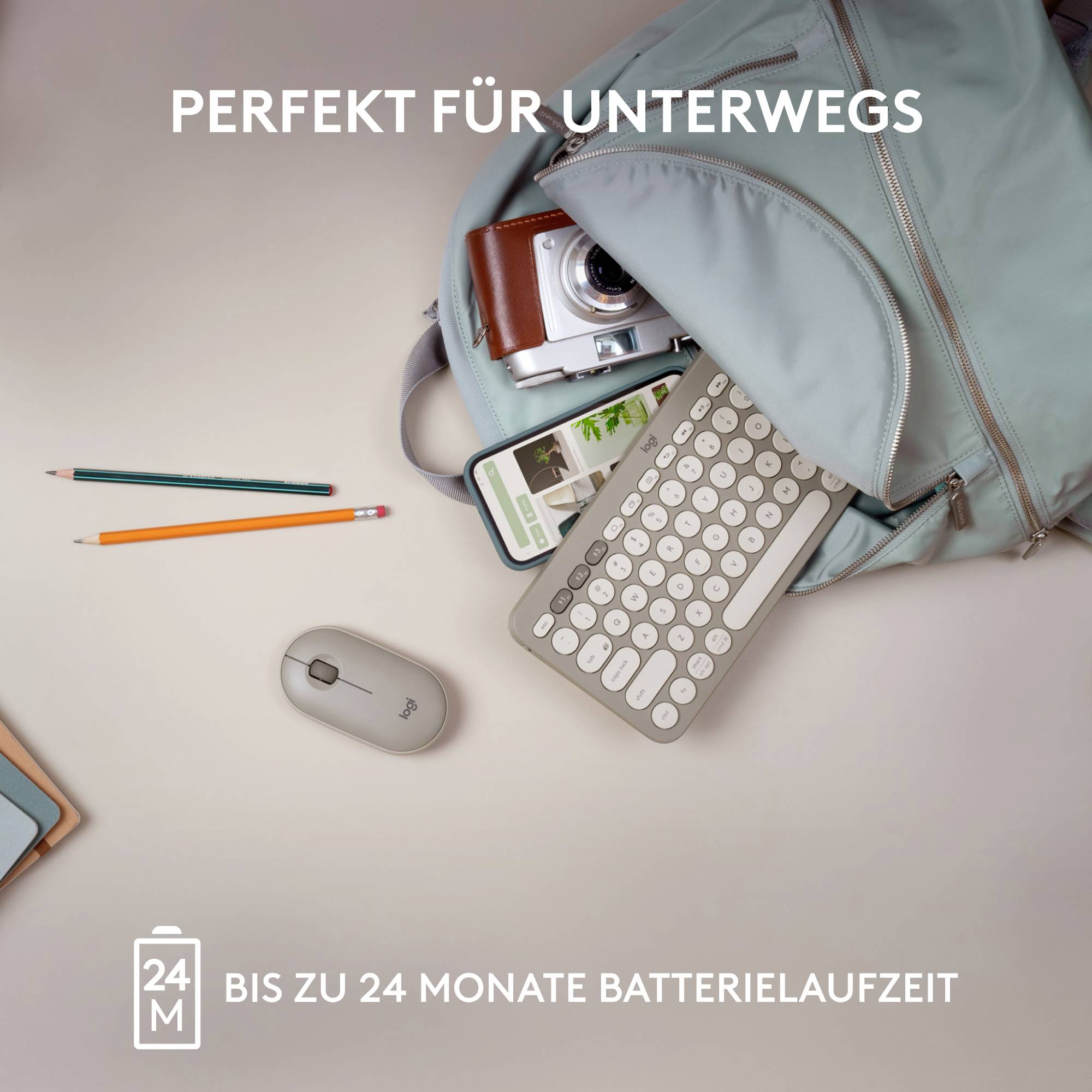 Logitech K380 Multi-Device Bluetooth® Tastatur Deutsch, QWERTZ Sand