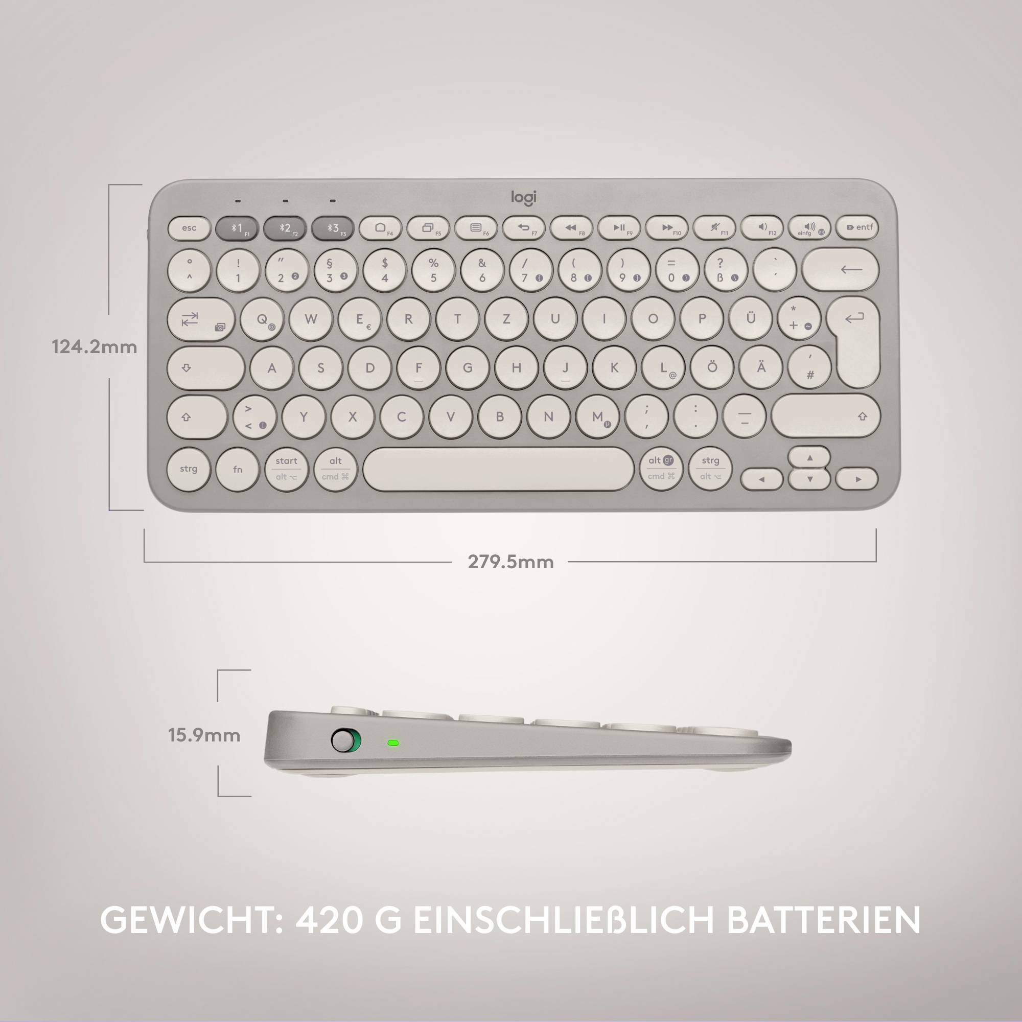 Logitech K380 Multi-Device Bluetooth® Tastatur Deutsch, QWERTZ Sand
