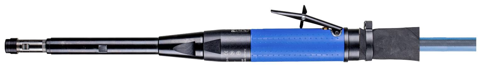 Langer, schlanker, blauer Drehschraubendreher mit schwarzer Spitze und Griff, verwendet für präzise industrielle Anwendungen.