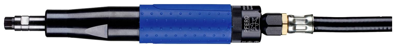 Ein blauer, zylindrischer Industrielluftschrauber mit schwarzem Griff und silbernem Anschluss.