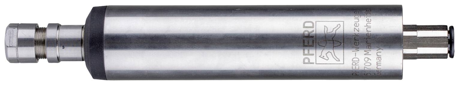Ein zylindrischer, metallischer Hochfrequenzspindelmotor mit der Aufschrift 'PFERD'. Verwendet in Werkzeugmaschinen zur Rotation.