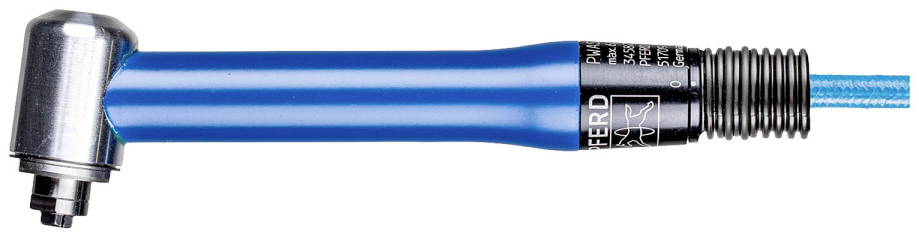 Blauer, zylindrischer Druckluftschrauber mit Metallspitze, geeignet für mechanische Arbeiten oder Werkzeugmontage.