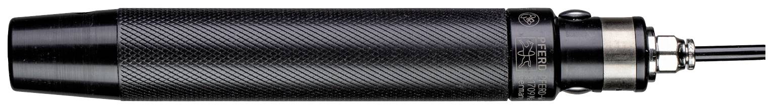 Ein schwarzes, zylindrisches Mikrofon mit einem Netzkabel, das an der rechten Seite angeschlossen ist. Ideal für Audioaufnahmen.