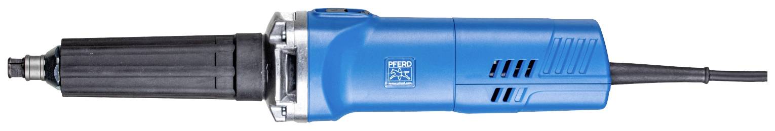 Ein blauer Elektroschleifer mit schwarzem Griff und Netzkabel, geeignet für präzise Schleifarbeiten in Handwerksprojekten.