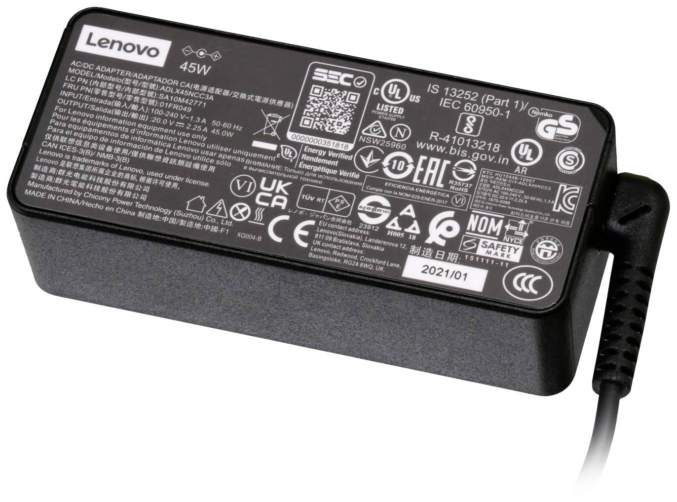 Lenovo 01FR049, SA10M42771 Notebook-Netzteil 45W 20V 2.25A