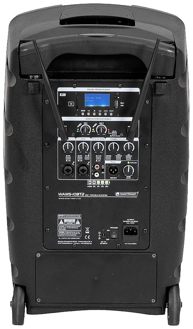 Omnitronic WAMS-10BT2 Mobiler PA Lautsprecher 25.4 cm 10 Zoll akkubetrieben, netzbetrieben (Optional) 1 St.