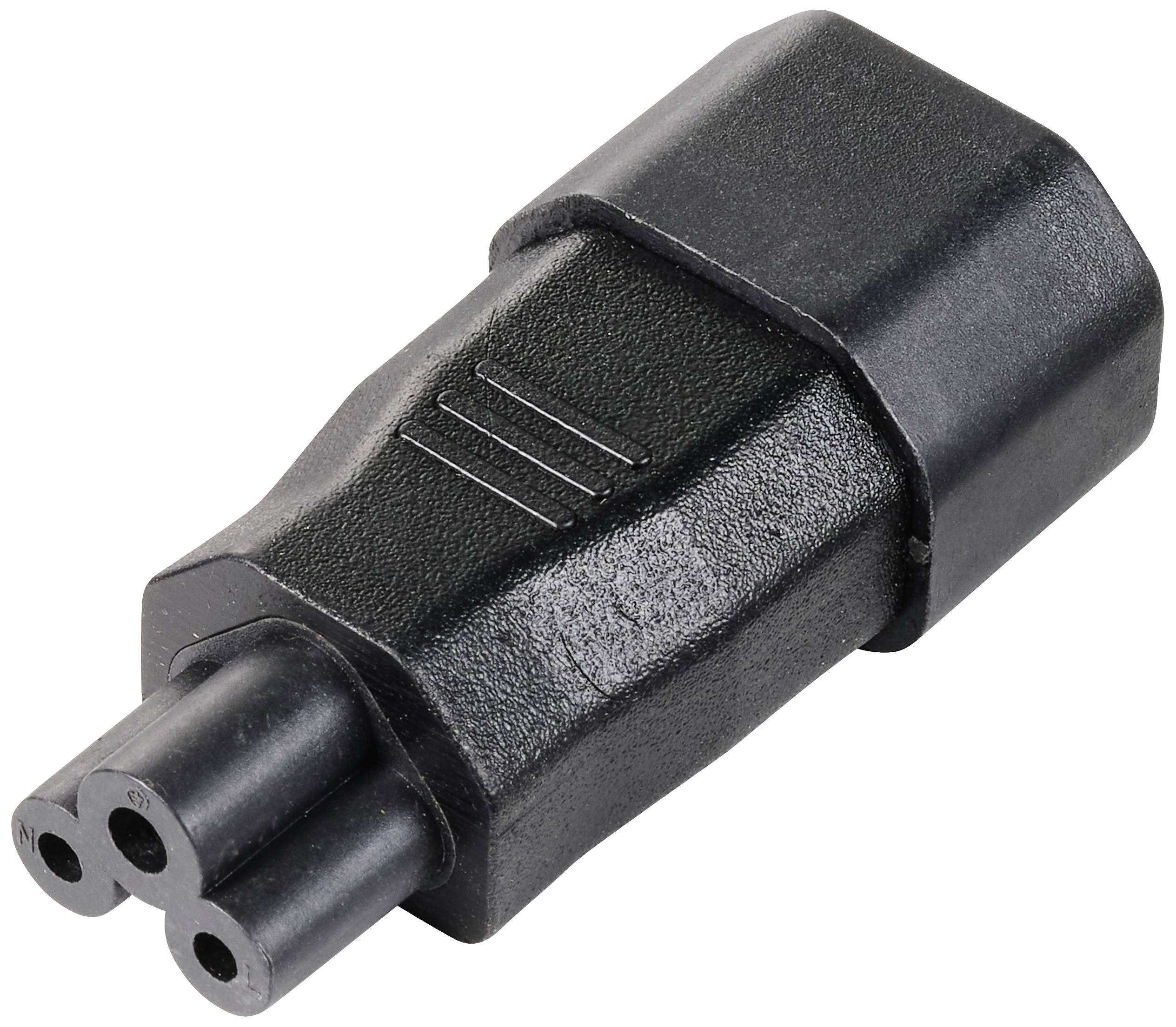 TRU COMPONENTS Netz-Adapter Kaltgeräte-Stecker C14 - Kleeblatt-Buchse C5 Gesamtpolzahl: 3