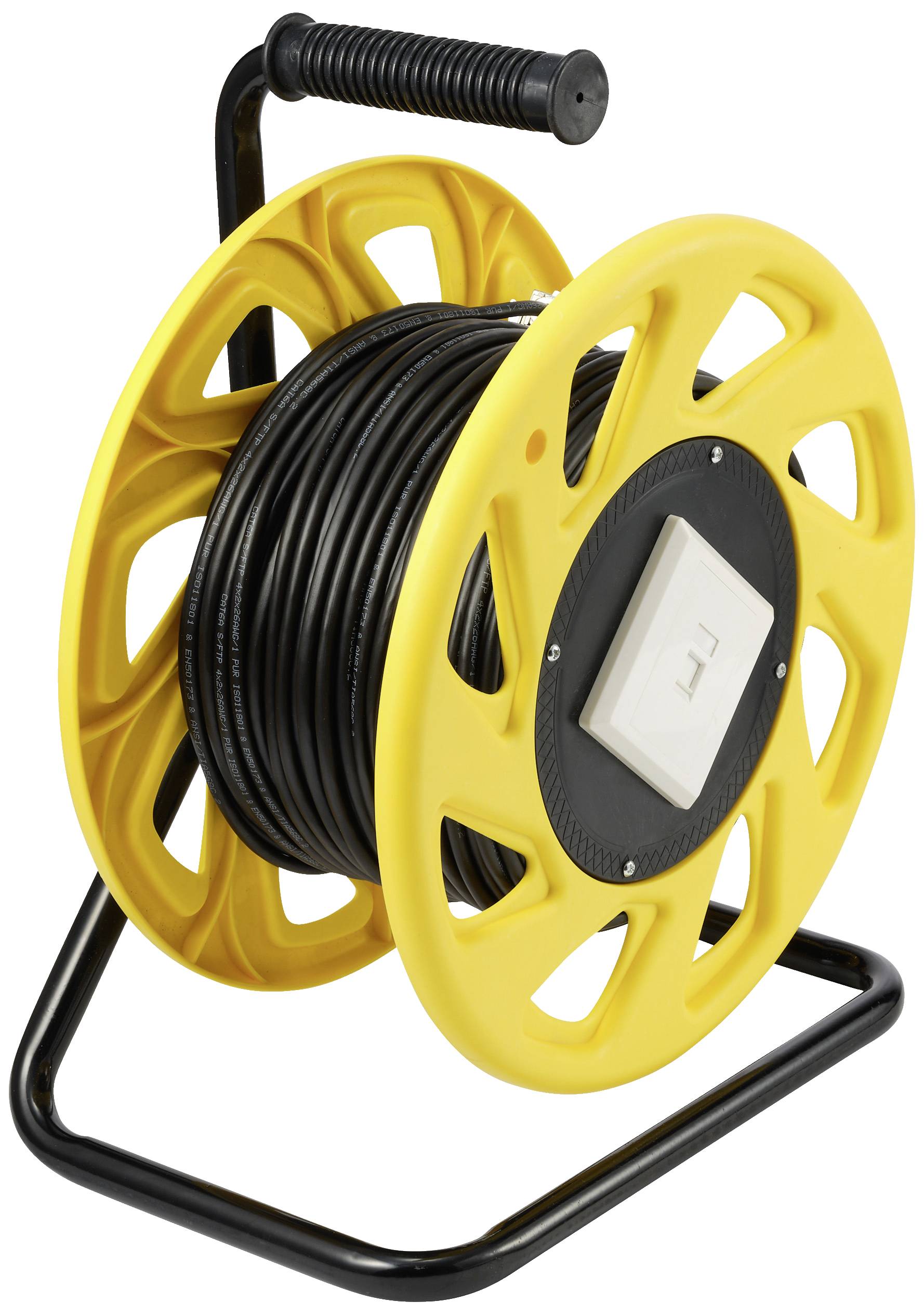 Renkforce RJ45 Netzwerk Kabeltrommel CAT 6a S/FTP 60m Schwarz PUR-Mantel