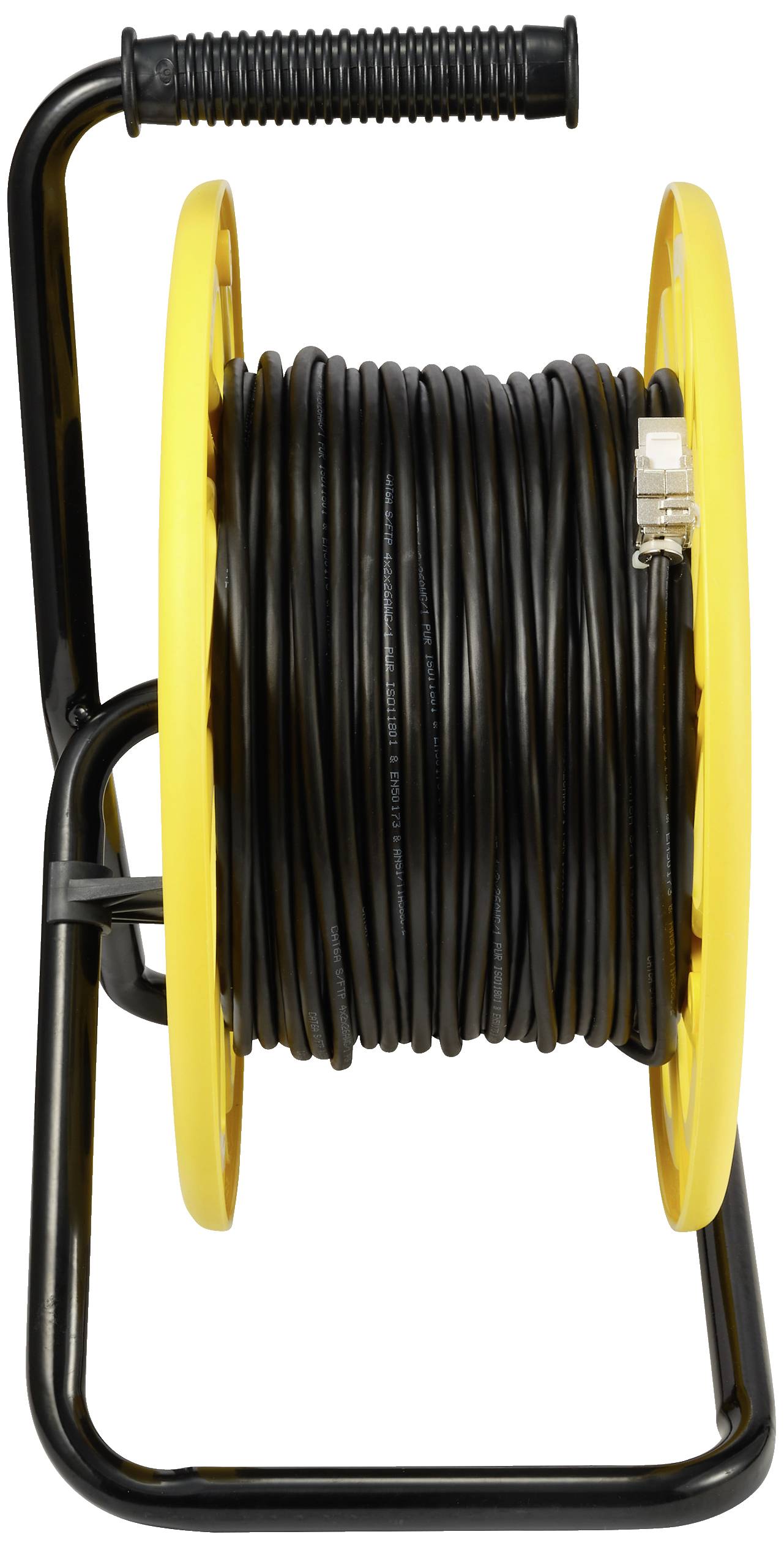 Renkforce RJ45 Netzwerk Kabeltrommel CAT 6a S/FTP 60m Schwarz PUR-Mantel