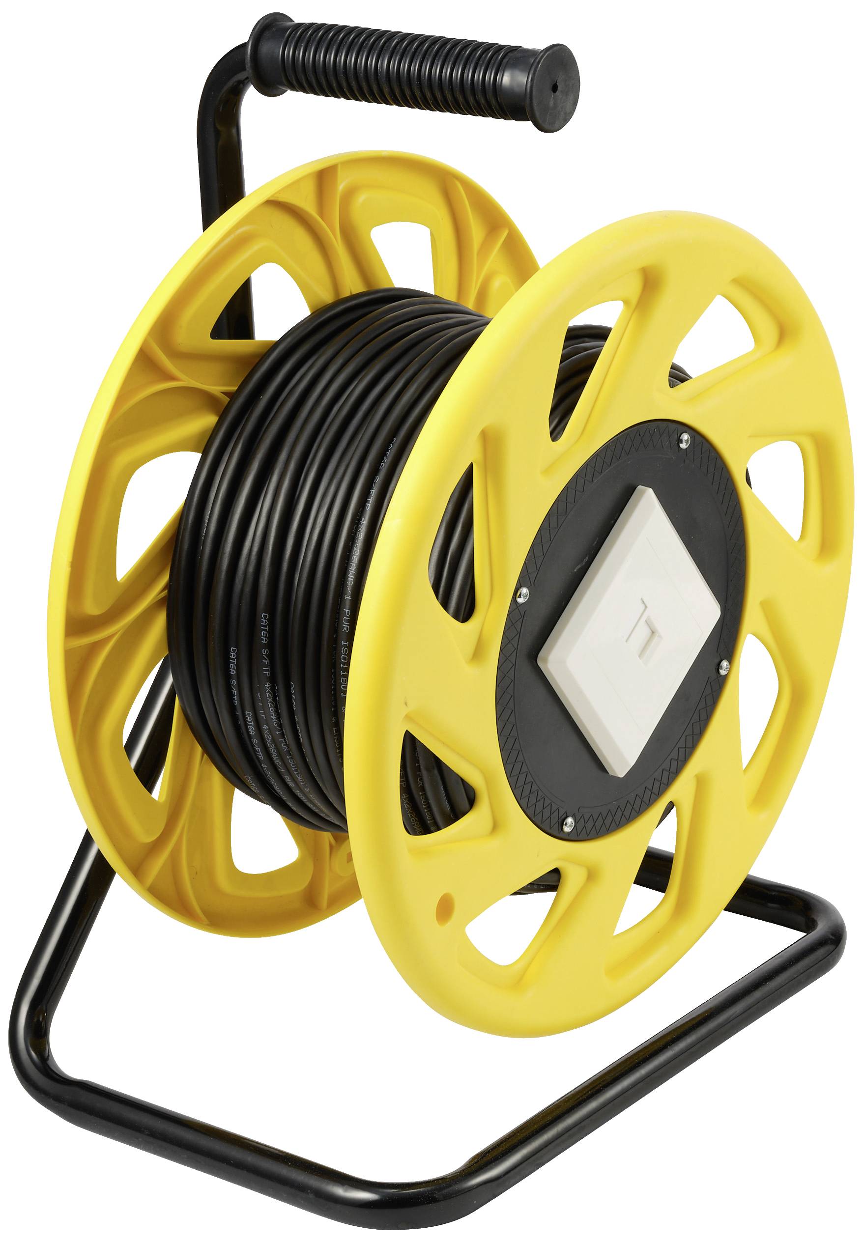 Renkforce RJ45 Netzwerk Kabeltrommel CAT 6a S/FTP 60m Schwarz PUR-Mantel