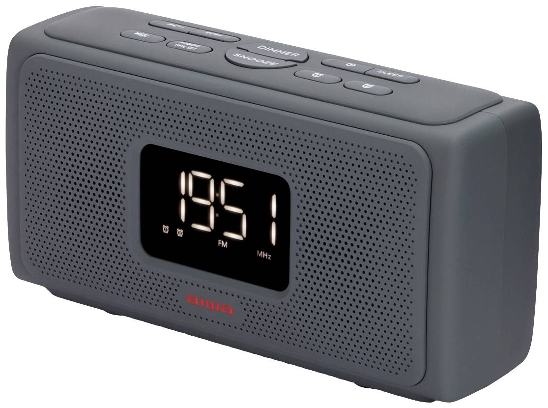 Aiwa CRU-80BT Radiowecker FM AUX, Bluetooth®, UKW, USB Grau
