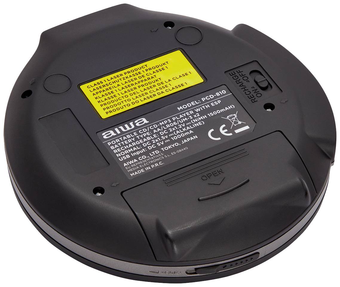 Aiwa PCD-810BK Tragbarer CD-Player CD, CD-R, CD-RW, MP3 Schwarz