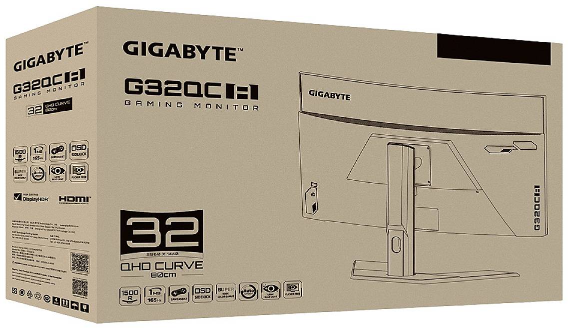 Gigabyte G32QC A LED-Monitor EEK G (A - G) 80cm (31.5 Zoll) 2560 x 1440 Pixel 16:9 1 ms USB-A (USB 3.2 Gen 1), HDMI®, DisplayPort