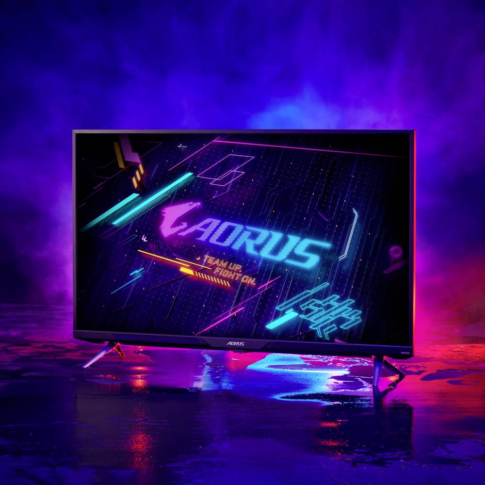 Gigabyte AORUS FO48U LED-Monitor EEK G (A - G) 120.7 cm (47.5 Zoll) 3840 x 2160 Pixel 16:9 1 ms USB-A (USB 3.2 Gen 1), HDMI®, DisplayPort, Kopfhöre