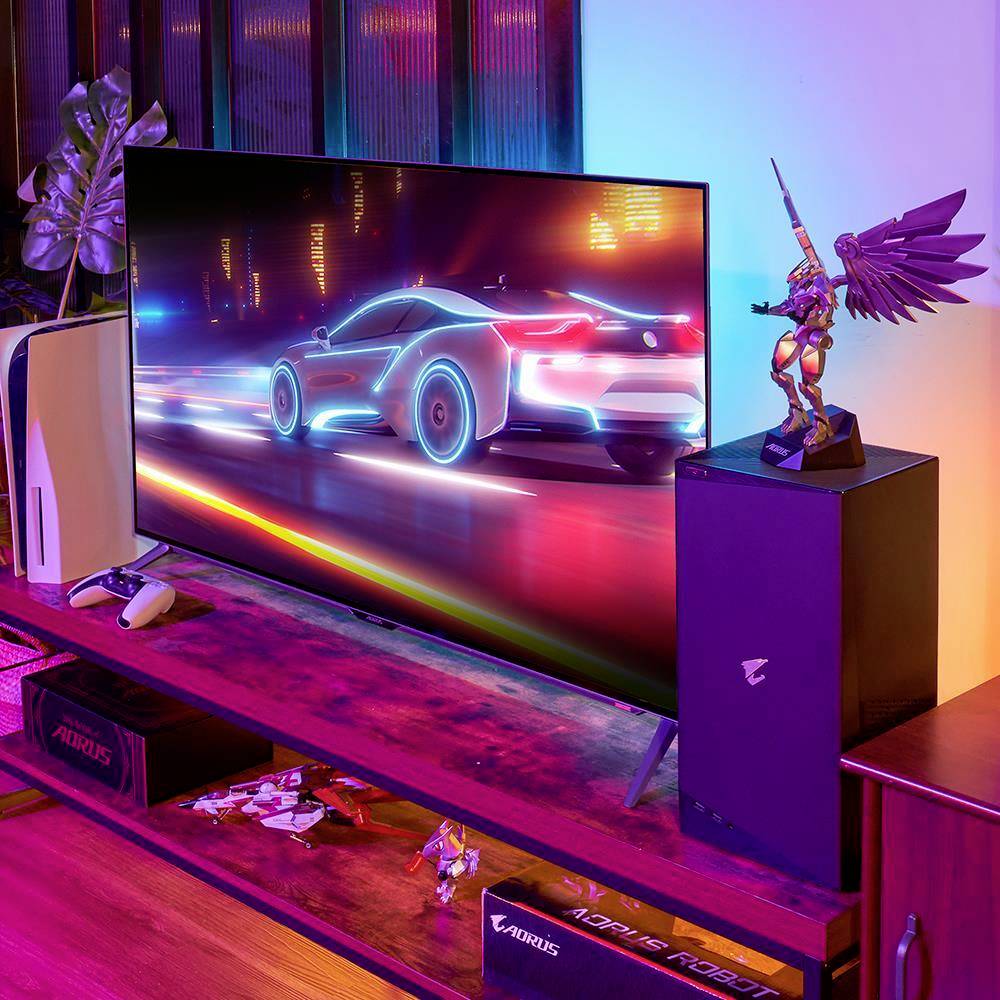 Gigabyte AORUS FO48U LED-Monitor EEK G (A - G) 120.7 cm (47.5 Zoll) 3840 x 2160 Pixel 16:9 1 ms USB-A (USB 3.2 Gen 1), HDMI®, DisplayPort, Kopfhöre