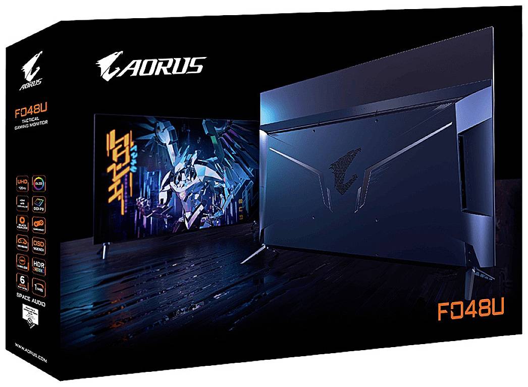 Gigabyte AORUS FO48U LED-Monitor EEK G (A - G) 120.7 cm (47.5 Zoll) 3840 x 2160 Pixel 16:9 1 ms USB-A (USB 3.2 Gen 1), HDMI®, DisplayPort, Kopfhöre