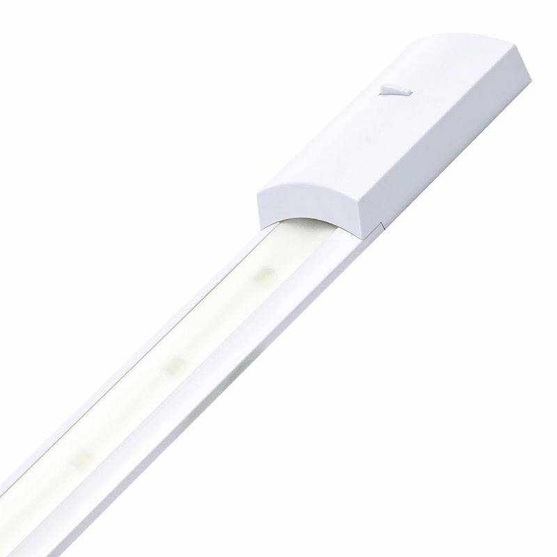 Eine weiße LED-Lichtleiste mit modernem Design, geeignet zur indirekten Beleuchtung.